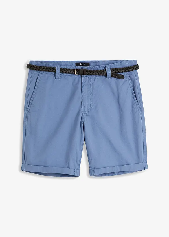 Chino-Bermuda mit Gürtel, Regular Fit in blau von vorne - bpc bonprix collection