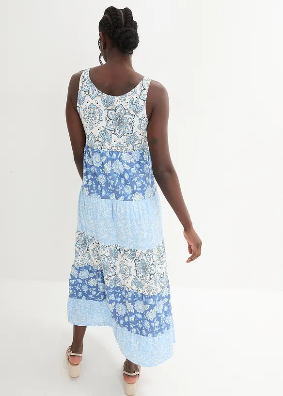 Jersey-Maxikleid aus Bio-Baumwolle in blau von hinten (Totalaufnahme) - bonprix
