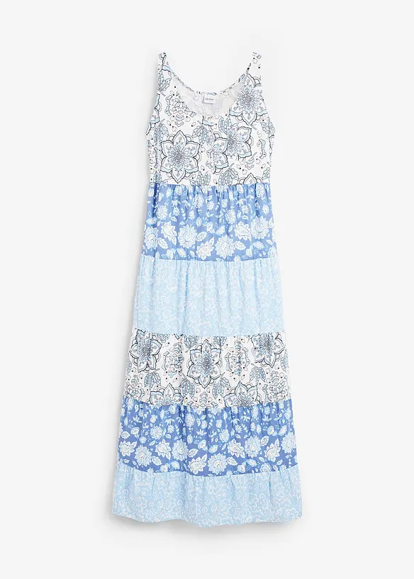 Jersey-Maxikleid aus Bio-Baumwolle in blau von vorne - bonprix