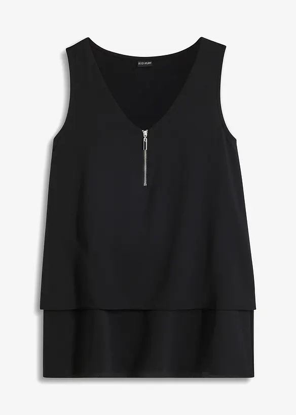 Top mit Zipper in schwarz von vorne - bonprix Top mit Zipper in schwarz von vorne - bonprix