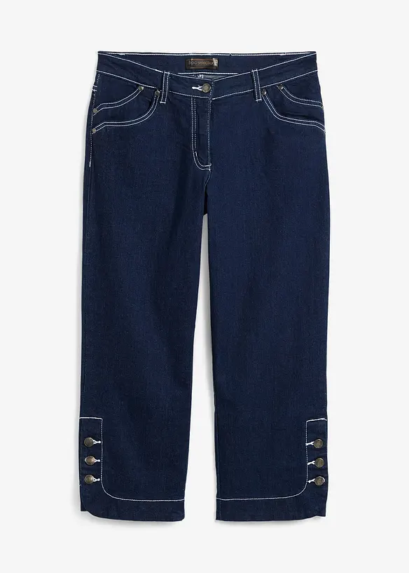 Capri Jeans Mid Waist in blau von vorne - bonprix