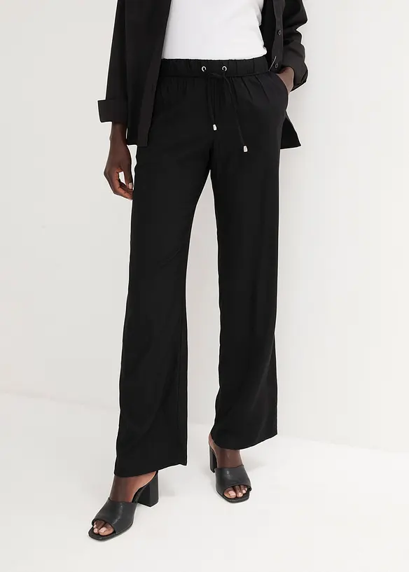 Viskose Schlupfhose in schwarz von vorne - bonprix Viskose Schlupfhose in schwarz von vorne - bonprix