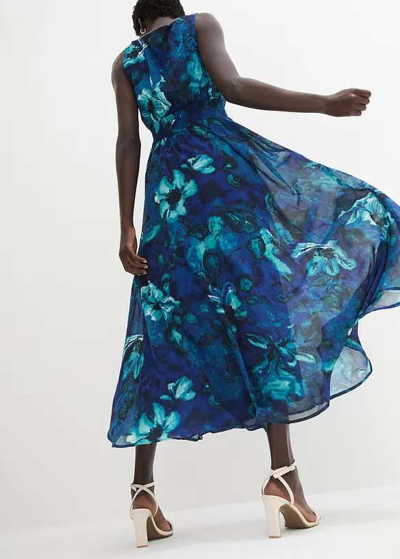 Chiffon Maxikleid in blau von hinten (Totalaufnahme) - bonprix Chiffon Maxikleid in blau von hinten (Totalaufnahme) - bonprix