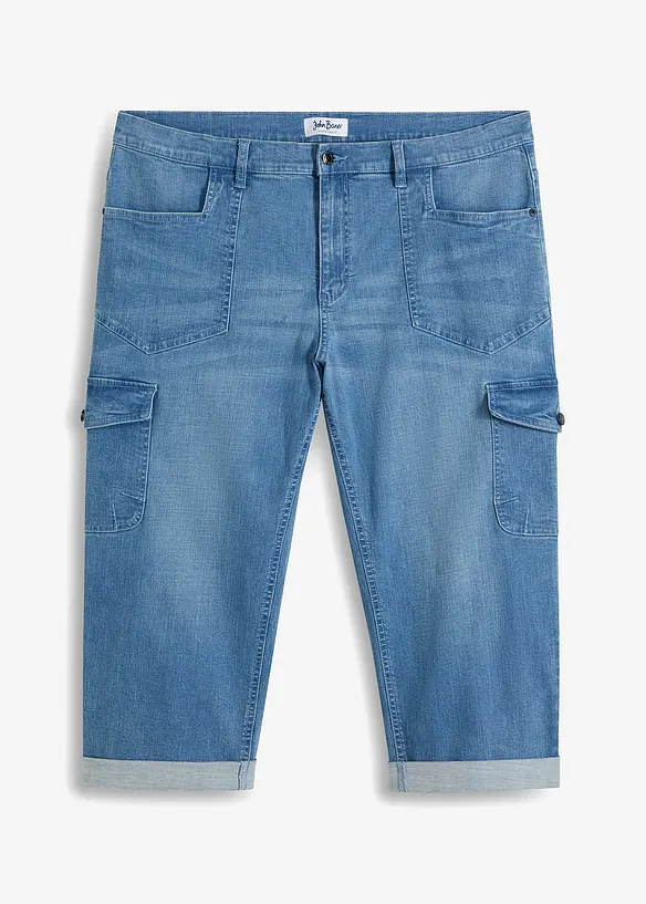 Loose Fit 7/8-Jeans mit Bequembund, Straight in blau von vorne - John Baner JEANSWEAR