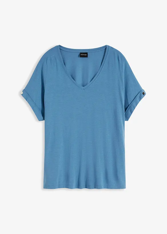 Shirt aus fließendem Viskose-Mix in blau von vorne - bonprix Shirt aus fließendem Viskose-Mix in blau von vorne - bonprix