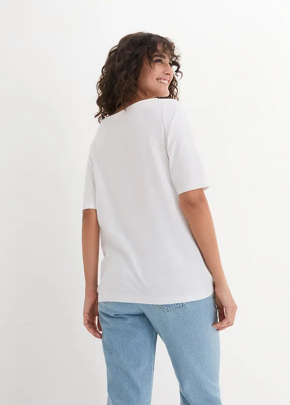U-Boot-Ausschnitt-Shirt in weiß von hinten (im Anschnitt) - bonprix U-Boot-Ausschnitt-Shirt in weiß von hinten (im Anschnitt) - bonprix
