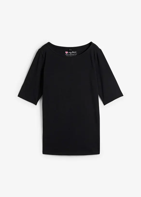 U-Boot-Ausschnitt-Shirt in schwarz von vorne - bonprix U-Boot-Ausschnitt-Shirt in schwarz von vorne - bonprix