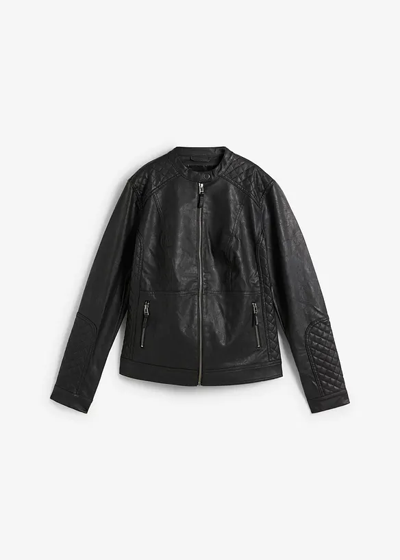 Lederimitat Biker-Jacke in schwarz von vorne - bonprix