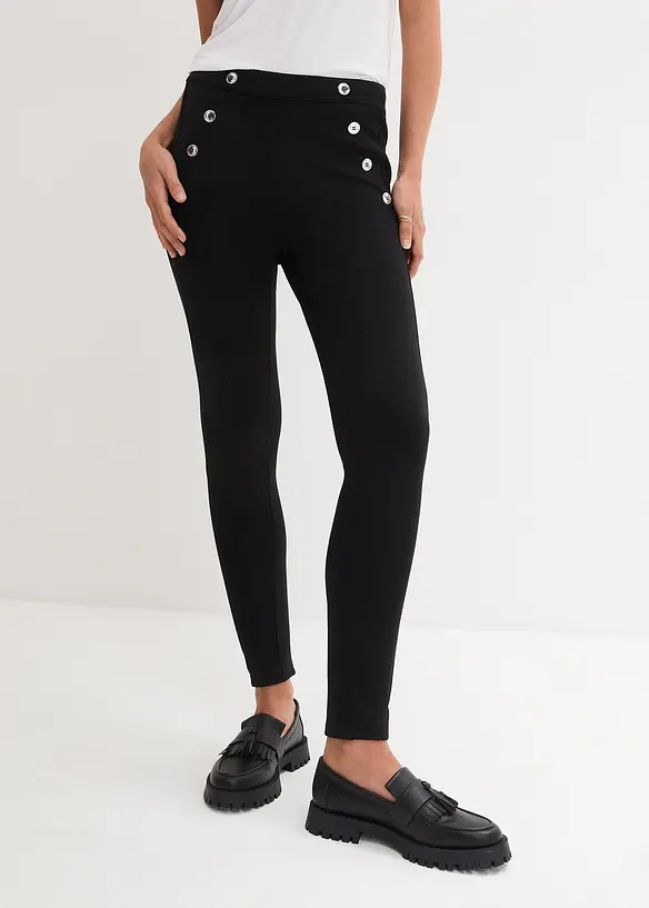 Leggings aus bequemen Punto di Roma in schwarz von vorne - bonprix Leggings aus bequemen Punto di Roma in schwarz von vorne - bonprix