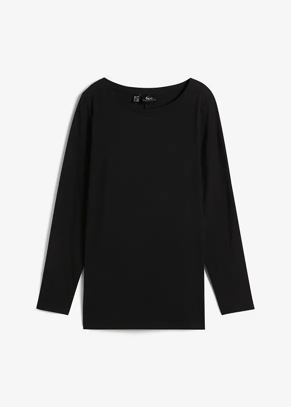 Langarm-Shirt mit reiner Bio-Baumwolle in schwarz von vorne - bonprix Langarm-Shirt mit reiner Bio-Baumwolle in schwarz von vorne - bonprix