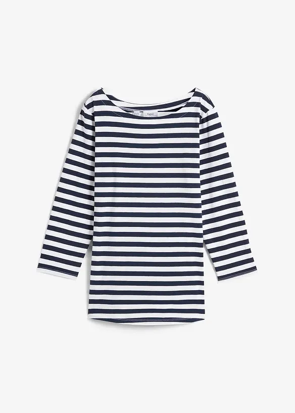 Shirt mit U-Boot-Ausschnitt in weiß von vorne - bonprix