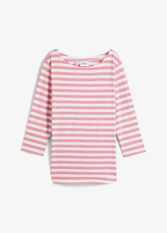 Shirt mit U-Boot-Ausschnitt in rosa von vorne - bonprix