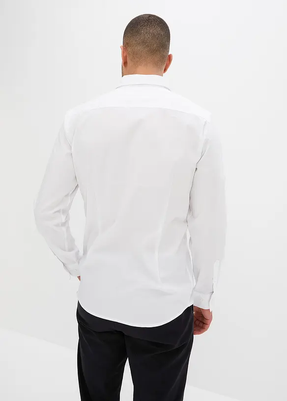 Business-Stretchhemd in Slim Fit in weiß von hinten (im Anschnitt) - bonprix