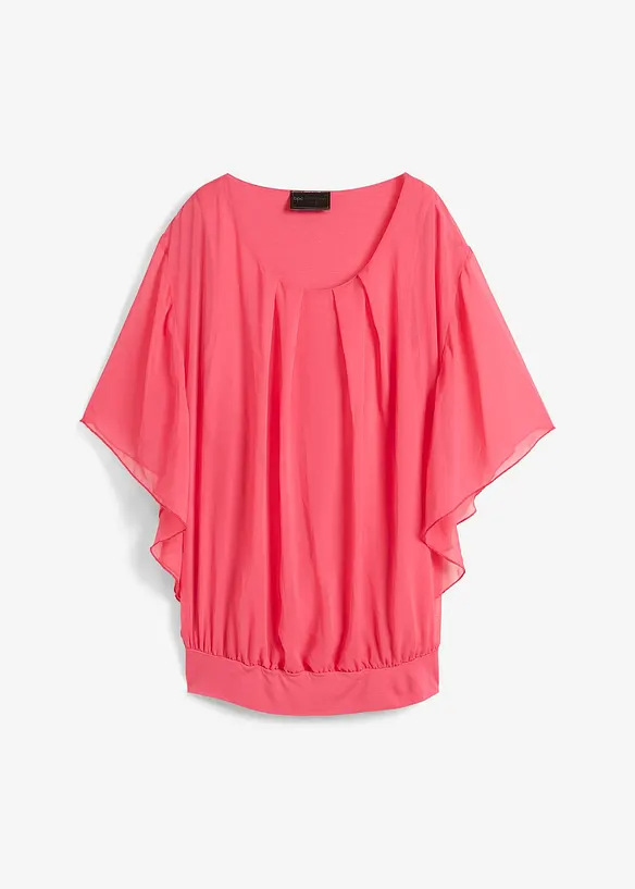 Chiffon Tunika mit Untertop in pink von vorne - bonprix