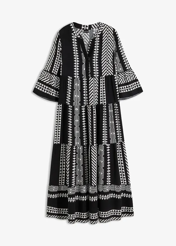 Maxikleid aus fließender Viskose in schwarz von vorne - bonprix Maxikleid aus fließender Viskose in schwarz von vorne - bonprix