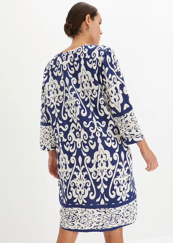 Tunika-Kleid aus fließender Viskose in blau von hinten (Totalaufnahme) - bonprix Tunika-Kleid aus fließender Viskose in blau von hinten (Totalaufnahme) - bonprix