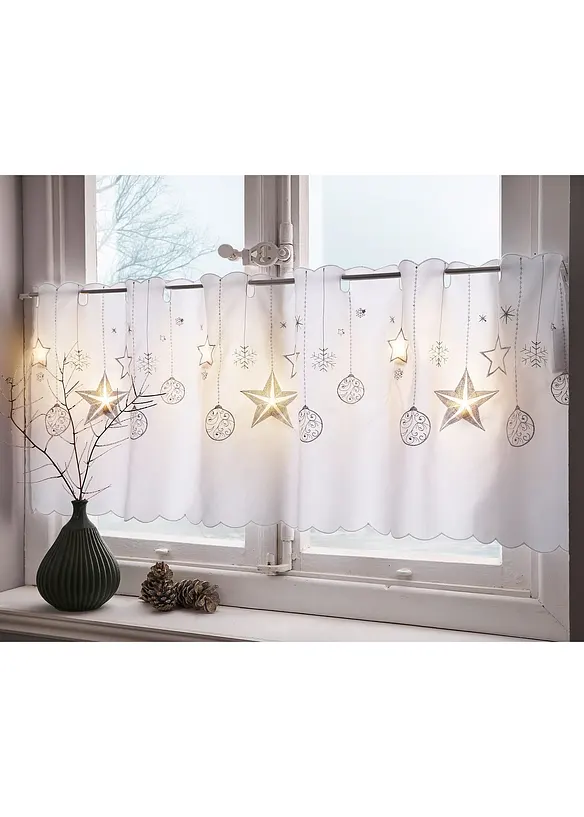LED Scheibengardine mit weihnachtlichem Druck in weiß (Ambiente) - bonprix