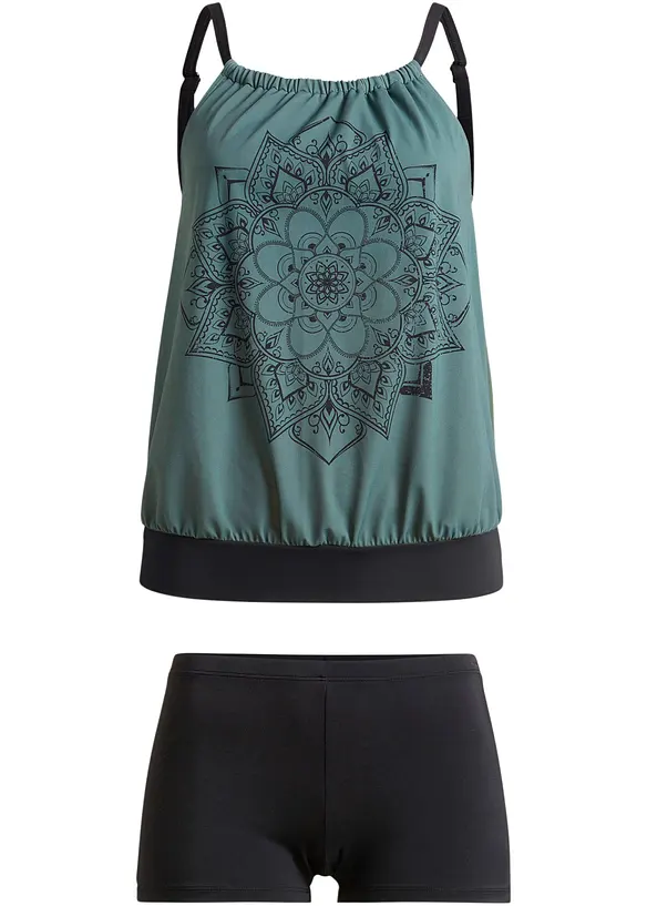 Tankini (2-tlg.Set) in grün von vorne - bonprix