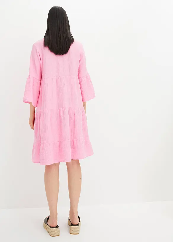 Tunika-Kleid aus reiner Baumwolle in rosa von hinten (Totalaufnahme) - bonprix Tunika-Kleid aus reiner Baumwolle in rosa von hinten (Totalaufnahme) - bonprix