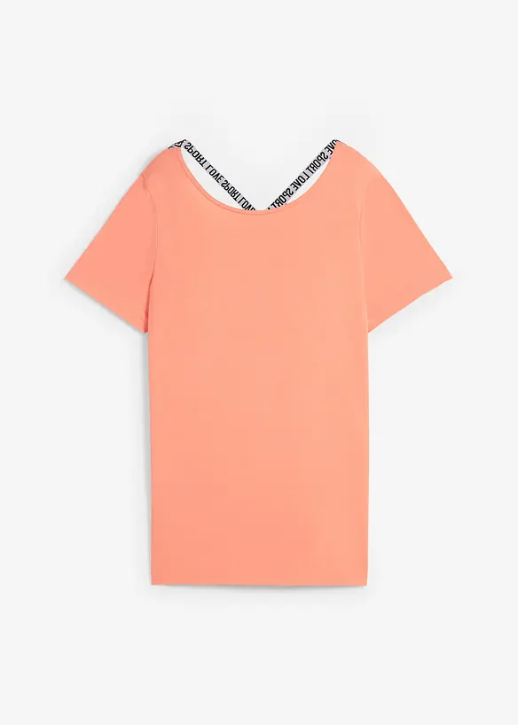 Langes Sport-Shirt mit Rückenausschnitt in orange von vorne - bonprix