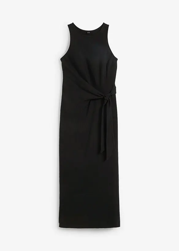 Maxikleid mit Drapierung in schwarz von vorne - bonprix