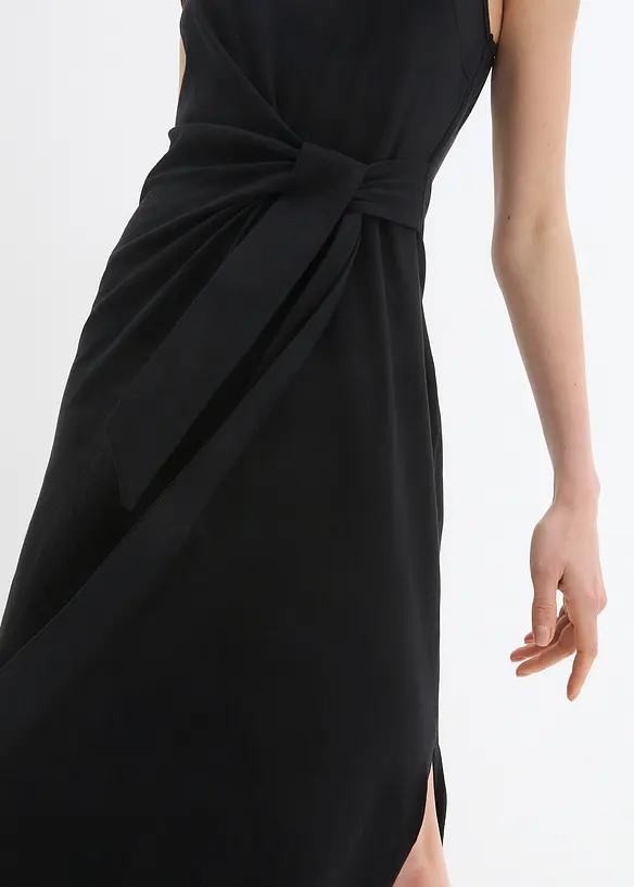 Maxikleid mit Drapierung in schwarz (Detailaufnahme) - bonprix