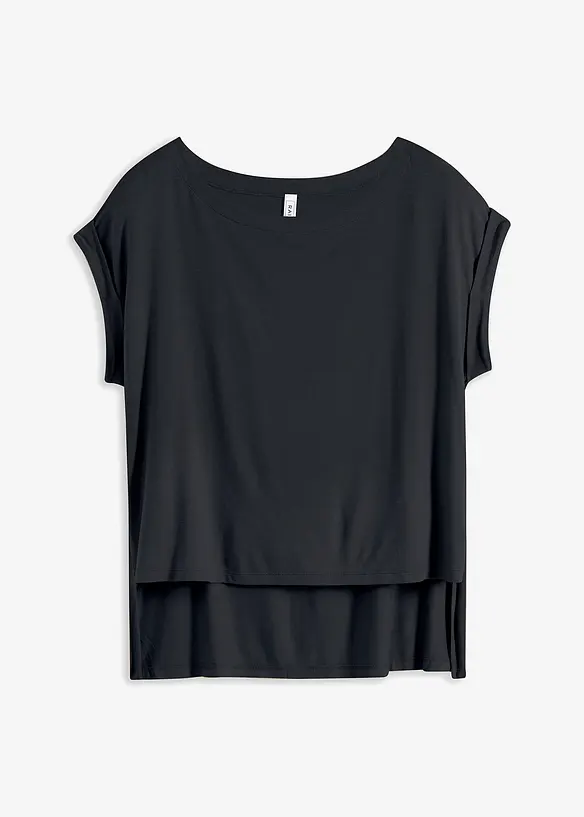 Oversize-Shirt aus fließender Viskose in schwarz von vorne - bonprix