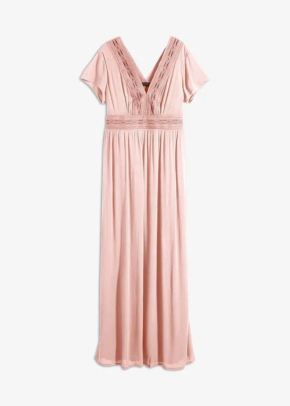 Sommer-Maxikleid mit Spitze in rosa von vorne - bonprix