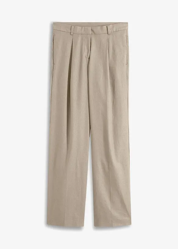 Bundfaltenhose in beige von vorne - bonprix