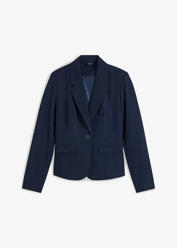 Kurzblazer mit Pattentaschen in blau von vorne - bonprix Kurzblazer mit Pattentaschen in blau von vorne - bonprix