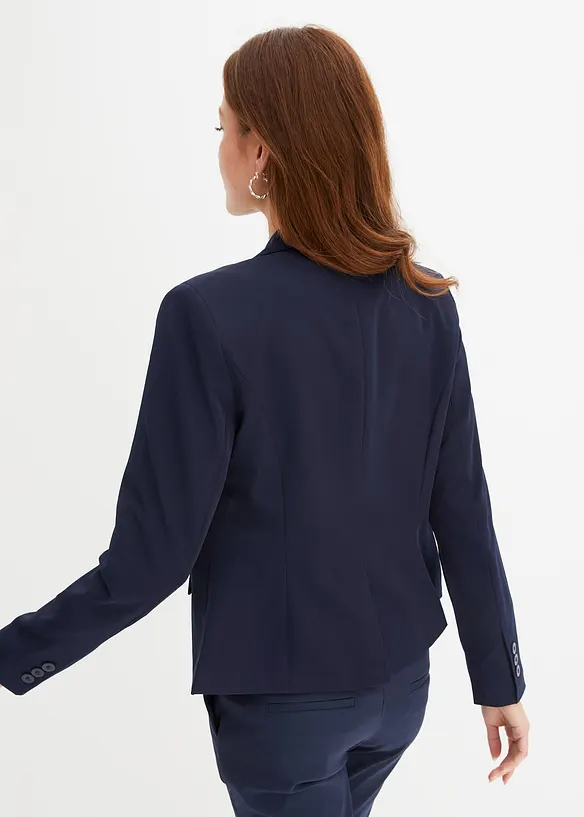 Kurzblazer mit Pattentaschen in blau von hinten (im Anschnitt) - bonprix Kurzblazer mit Pattentaschen in blau von hinten (im Anschnitt) - bonprix