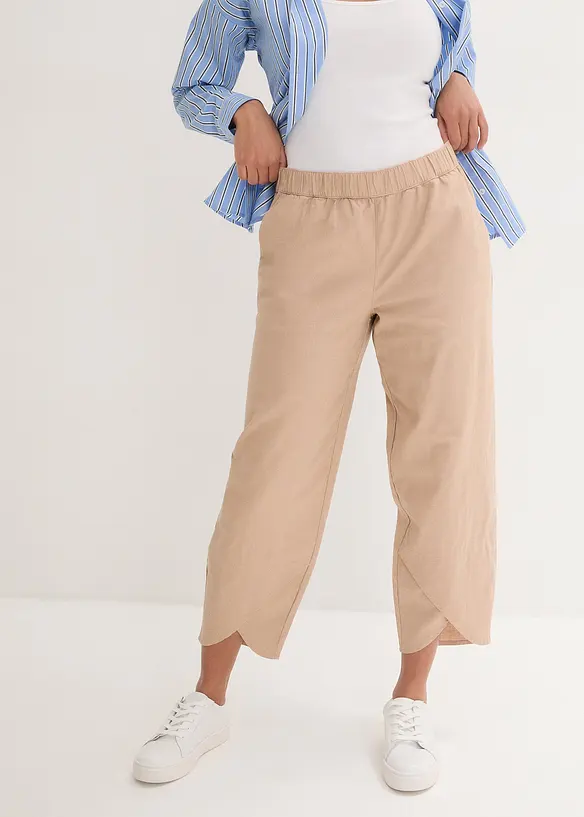 3/4-Hose aus leichtem Leinen-Mix in beige von vorne - bonprix 3/4-Hose aus leichtem Leinen-Mix in beige von vorne - bonprix