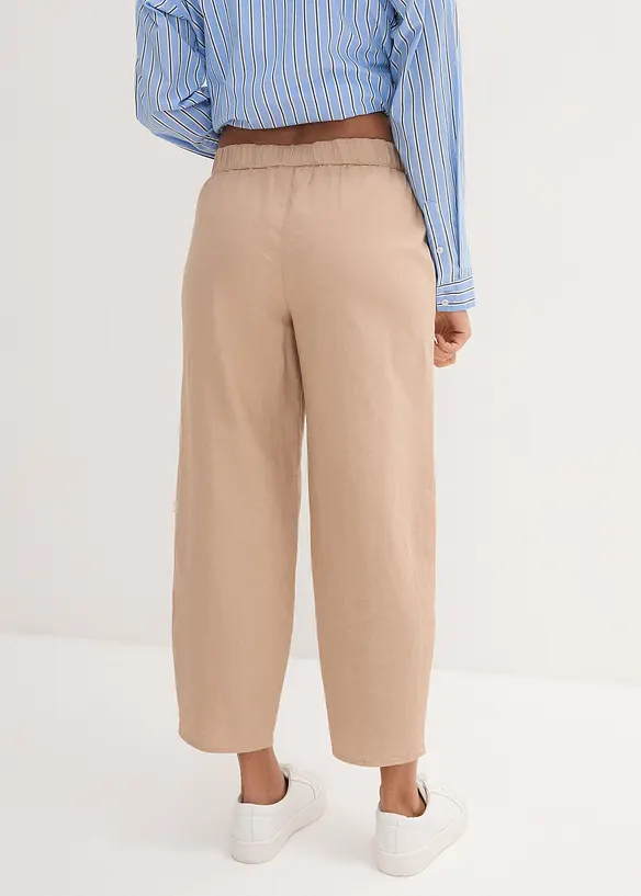 3/4-Hose aus leichtem Leinen-Mix in beige von hinten - bonprix 3/4-Hose aus leichtem Leinen-Mix in beige von hinten - bonprix