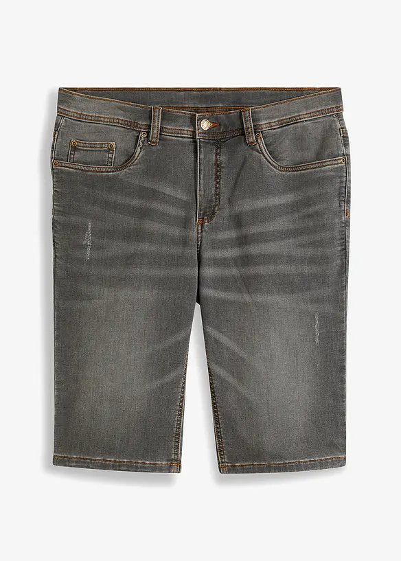 Sweat-Jeans-Bermuda m. Komfortschnitt in Regular-Fit in grau von vorne - bonprix