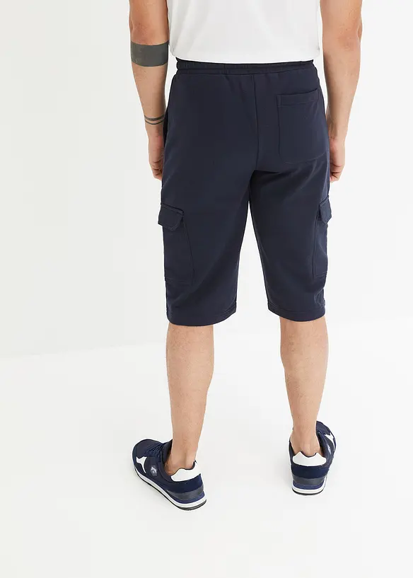 Cargo-Sweatbermuda aus Bio-Baumwolle in Regular Fit in blau von hinten - bonprix