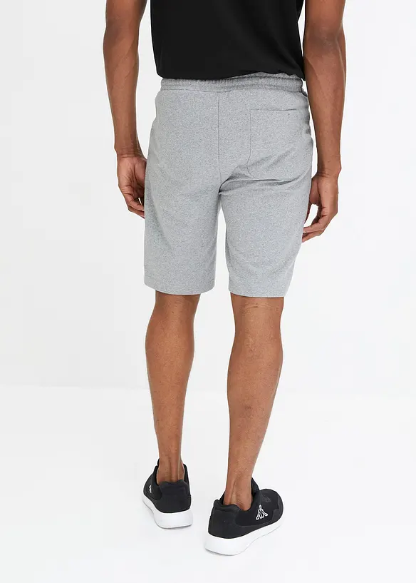 Sweat-Bermuda mit Reißverschlusstaschen in Regular Fit in grau von hinten - bonprix