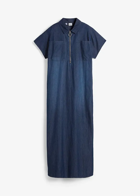 Maxi-Jeanskleid in blau von vorne - bonprix