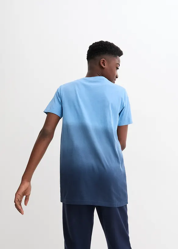 T-Shirt aus reiner Bio-Baumwolle in blau von hinten (im Anschnitt) - bonprix