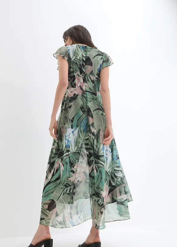 Jumpsuit mit Chiffon-Überwurf in grün von hinten (Totalaufnahme) - bonprix Jumpsuit mit Chiffon-Überwurf in grün von hinten (Totalaufnahme) - bonprix