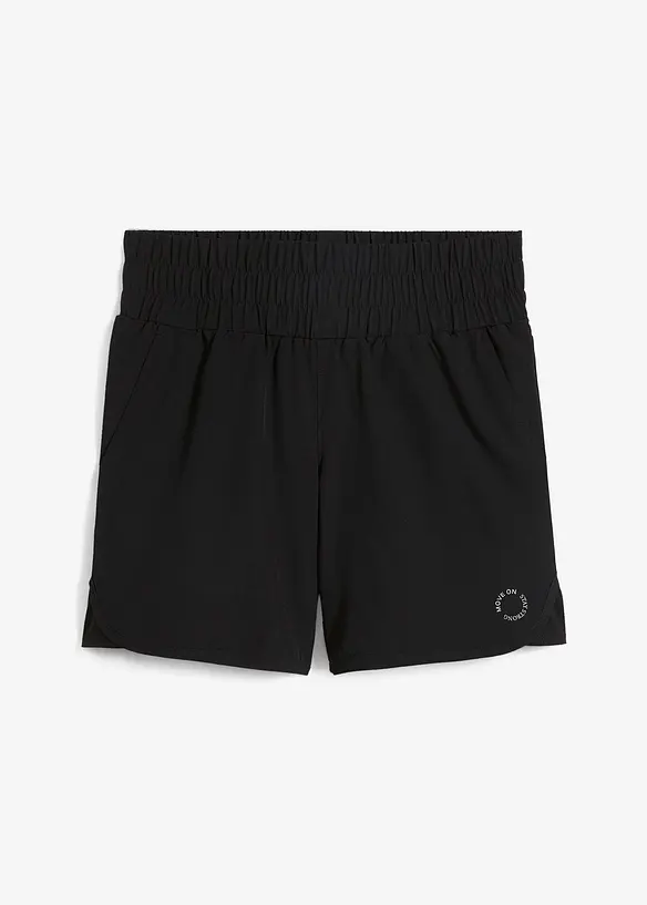 Funktions-Short mit Smokbund, schnelltrocknend in schwarz von vorne - bonprix Funktions-Short mit Smokbund, schnelltrocknend in schwarz von vorne - bonprix