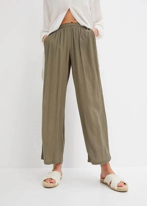 Palazzo-Hose aus softer Viskose in grün von vorne - bonprix Palazzo-Hose aus softer Viskose in grün von vorne - bonprix