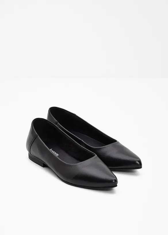 Ballerinas aus Leder in schwarz - bonprix