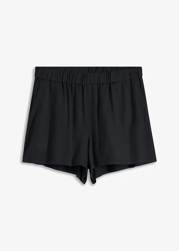 Viskose-Shorts mit seitlichen Eingriffstaschen in schwarz von vorne - bpc bonprix collection