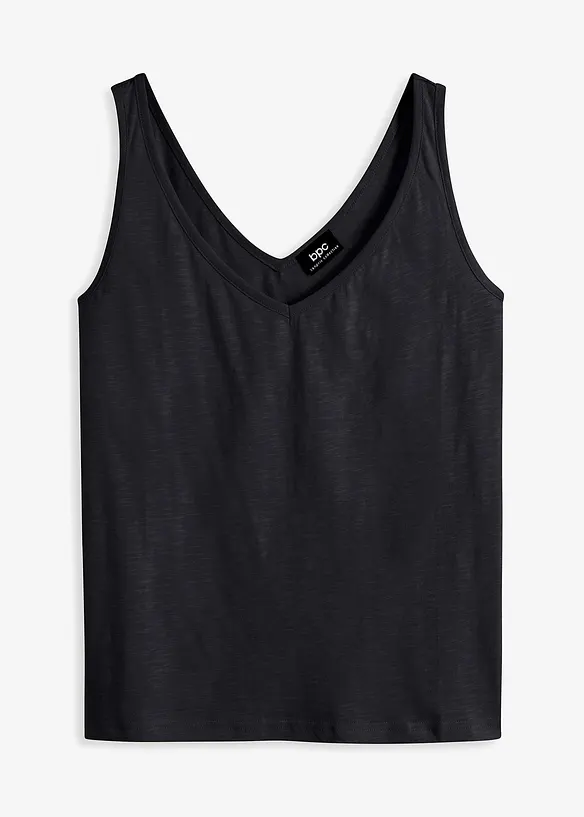 Top aus reiner Bio-Baumwolle in schwarz von vorne - bonprix Top aus reiner Bio-Baumwolle in schwarz von vorne - bonprix