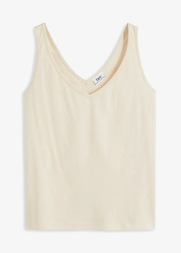 Top aus reiner Bio-Baumwolle in beige von vorne - bonprix