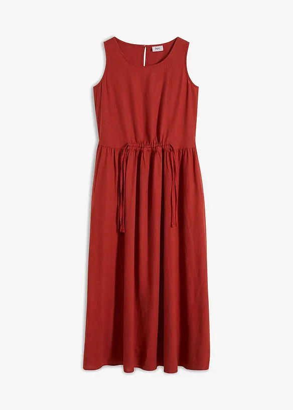 Maxi-Web-Kleid mit Leinen in rot von vorne - bonprix