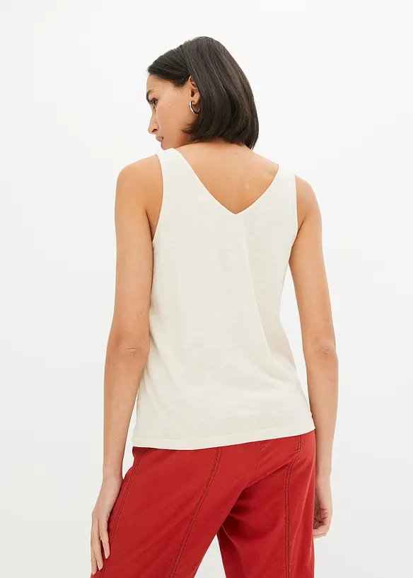 Top aus reiner Bio-Baumwolle in beige von hinten (im Anschnitt) - bonprix