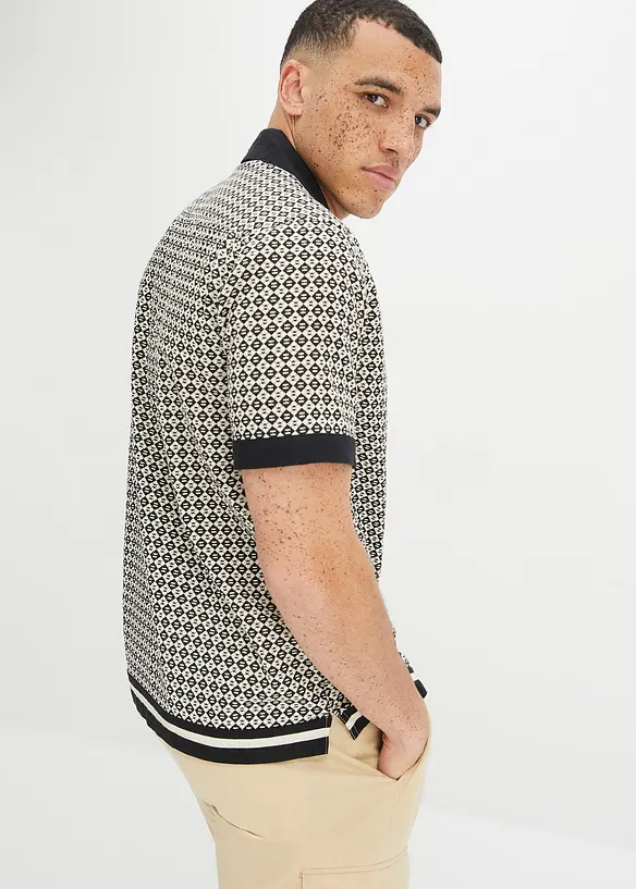 Kurzarmhemd aus Leinen-Mix in Regular Fit in beige von hinten (im Anschnitt) - bonprix