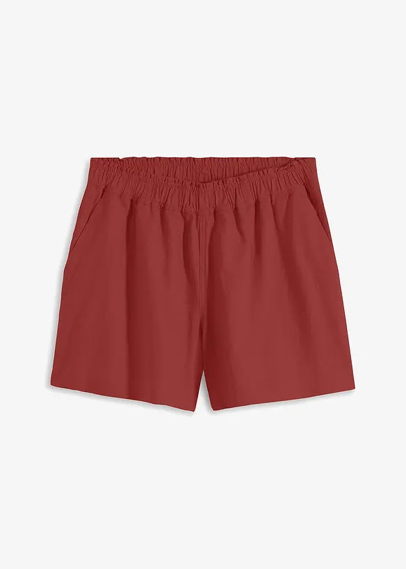 Leinen- Shorts in rot von vorne - RAINBOW