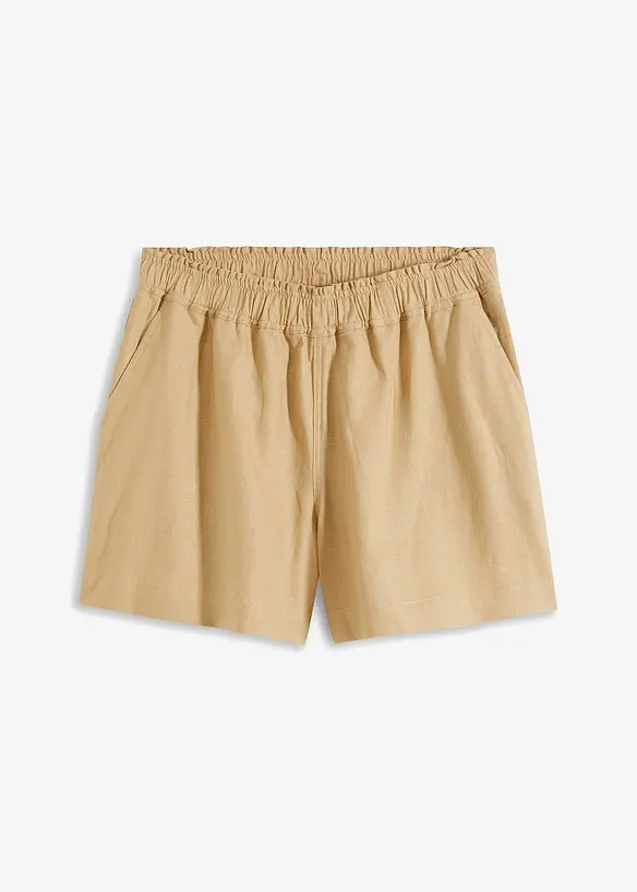 Leinen- Shorts in beige von vorne - RAINBOW